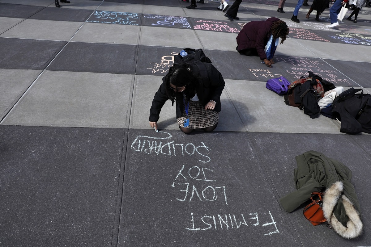 UN WomenFollow CSW67 – International Women’s Day 2023 - Chalk Back for Gender Justice Scenes from the the Chalk Back for Gender Justice action following the observance of International Women’s Day 2023 at UN Headquarters in New York on 8 March 2023.     Photo: UN Women/Ryan Brown